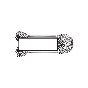 Flower frame wall decal with rectangular picture frame and floral burst corners, black