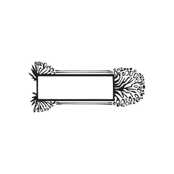 Flower frame wall decal with rectangular picture frame and floral burst corners, black