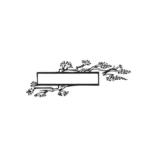 Flower frame wall decal with black rectangular frame and flower-branch accents