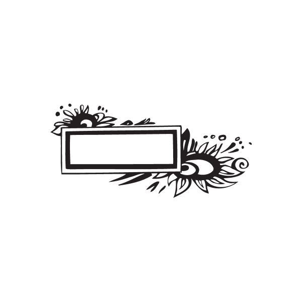 Flower frame wall decal with ornate black floral border and blank center rectangle