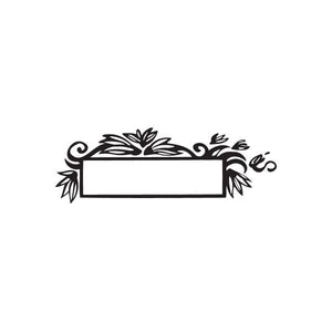 Flower frame wall decal with black ornamental leaves and rectangular center