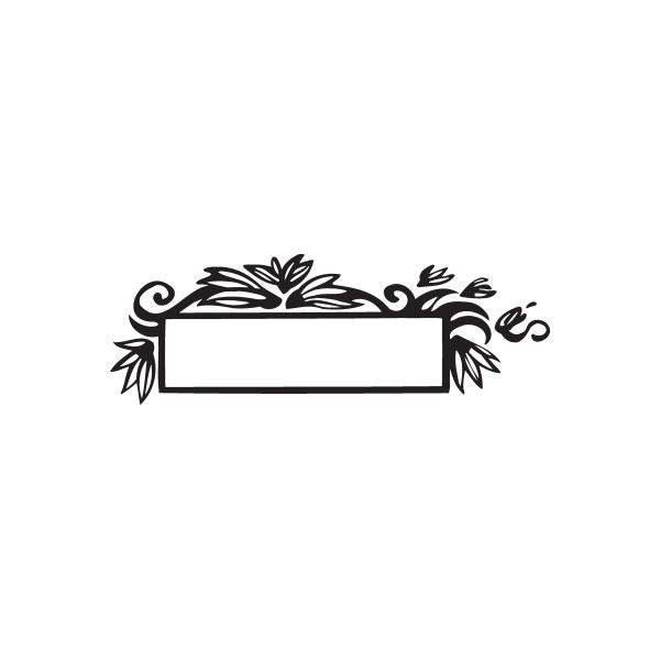 Flower frame wall decal with black ornamental leaves and rectangular center
