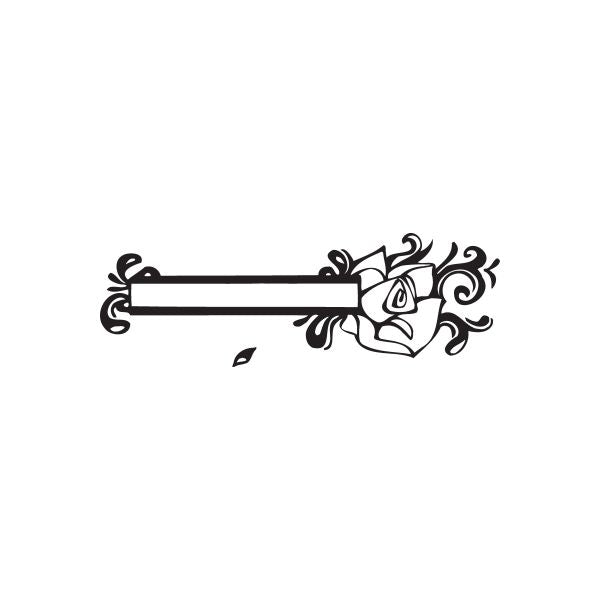 Ornate flower frame wall decal with scrollwork, black vinyl outline.