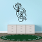 Flower-growing moon wall decal with black line art design