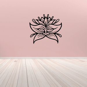 Flower mask decal, black line-art floral face design
