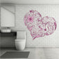 Flower vine heart sticker with pink floral swirls and butterfly accents
