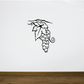 Grape vine wall decal with grape cluster and curling tendrils, black outline