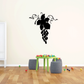Black grapevine flower wall decal with clustered grapes and leaf accents
