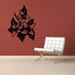 Floral tree wall decal with black flower and leaf branches