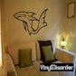Black shark wall decal with curved fins and flowing tail tips