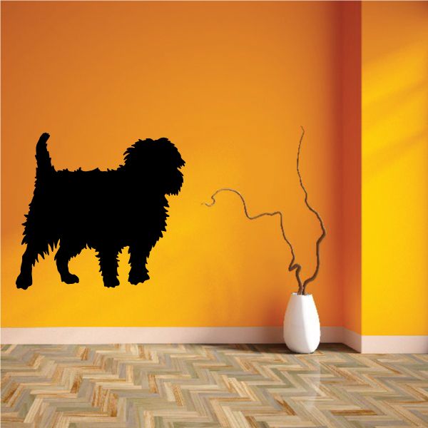 Fluffy Affenpinscher dog decal silhouette, standing