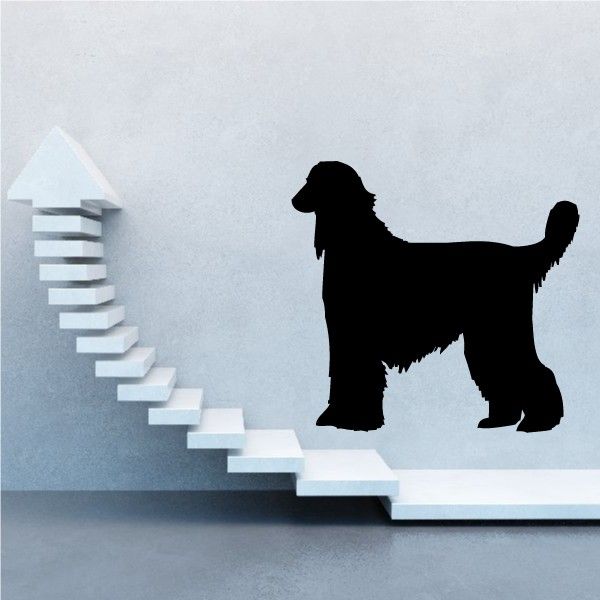 Afghan hound decal with black dog silhouette