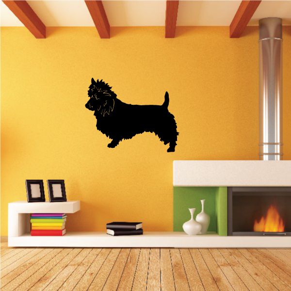 Black fluffy terrier dog silhouette wall decal