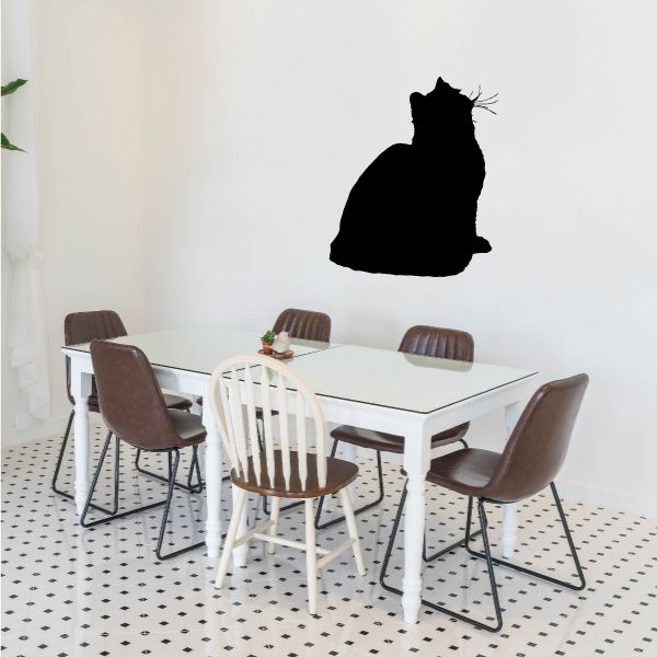 Image of Fluffy Cat Posed Looking Decal