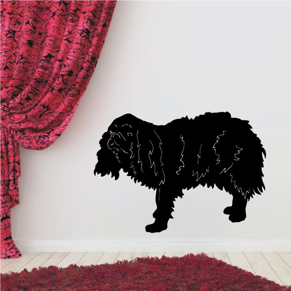 Fluffy Cavalier King Charles Spaniel wall decal, black dog silhouette