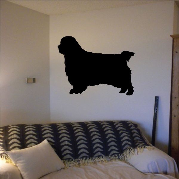 Fluffy Clumber Spaniel wall decal, black dog silhouette
