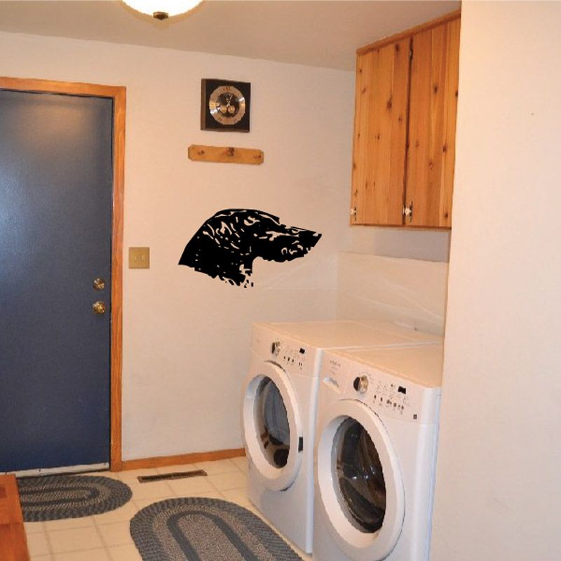 Black dog head wall decal with textured silhouette