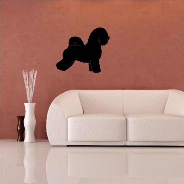 Black poodle wall decal with curly body and curled tail