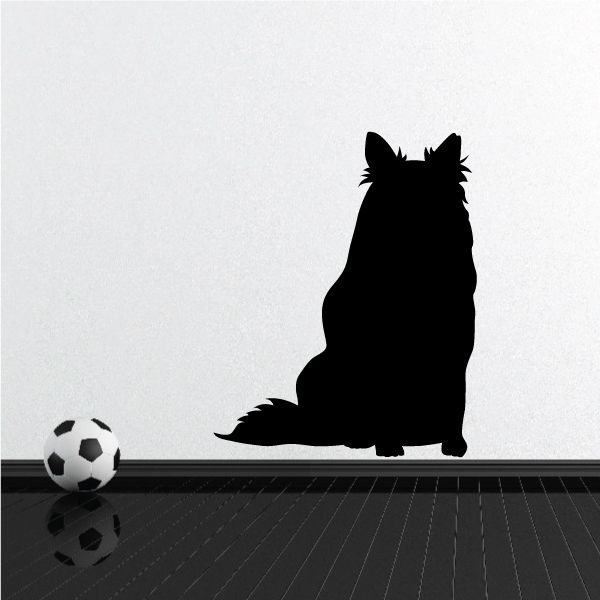 Fluffy sitting dog decal with black sitting dog silhouette