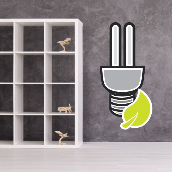 Image of Fluorescent Bulb Green Leaf Sticker