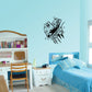 Evil moth decal with black line art, clustered wing shapes and surprised eyes
