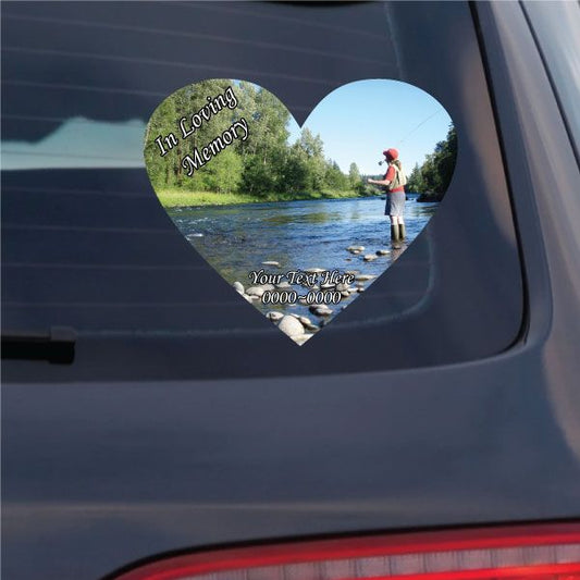 Image of Fly Fishing In Loving Memory Custom Heart Sticker