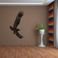 Black flying eagle wall decal with wings spread, American eagles style silhouette.