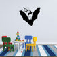 Black bats and moon wall decal with webbed bats silhouette