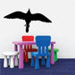 Flying cardinal bird decal, black silhouette in flight with spread wings