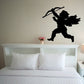 Black flying cupid silhouette wall decal, cupid with bow and wings