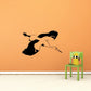 Flying heron decal with black bird silhouette in flight