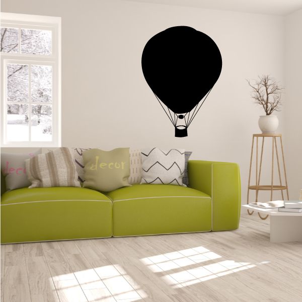 Hot air balloon wall decal with black balloon silhouette