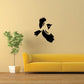 Flying magpie bird wall decal, black with tan beak and belly details
