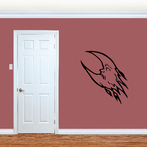 Black flying moon wall decal with crescent shape