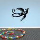 Black flying peacock wall decal with curved crest and flowing tail