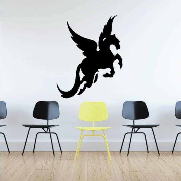 Black flying pegasus vinyl decal silhouette