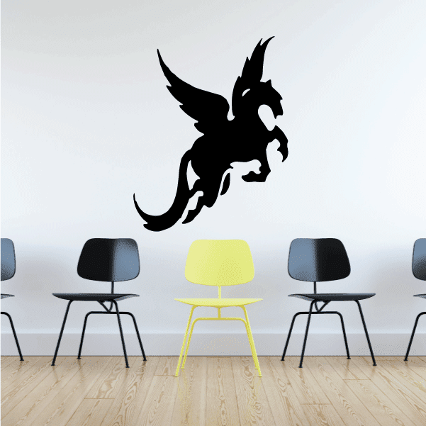 Black flying pegasus vinyl decal silhouette
