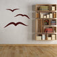 Flying seagulls wall decal with three maroon bird silhouettes in flight