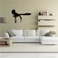 Flying stork wall decal, black bird silhouette with wings spread