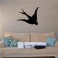 Flying swallow silhouette decal, black bird wall decal