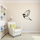 Flying bird wall decal, black and white with wings spread