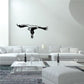 Flying vulture wall decal, black illustration with wings spread and tail down