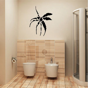 Flying wasp beetle decal, black insect silhouette with antenna-like legs