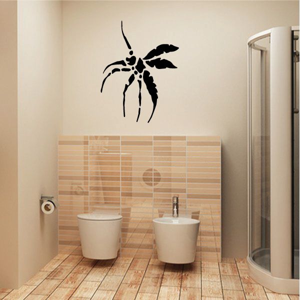 Flying wasp beetle decal, black insect silhouette with antenna-like legs