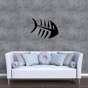 Black skeleton fish decal wall sticker
