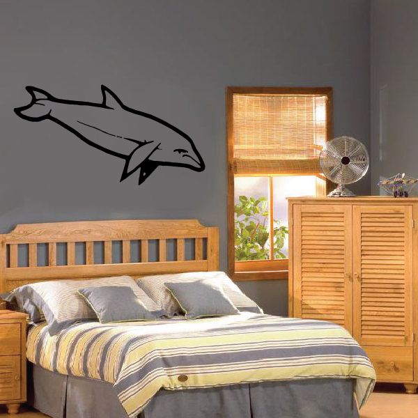 Image of Focused Swimming Dolphin Decal