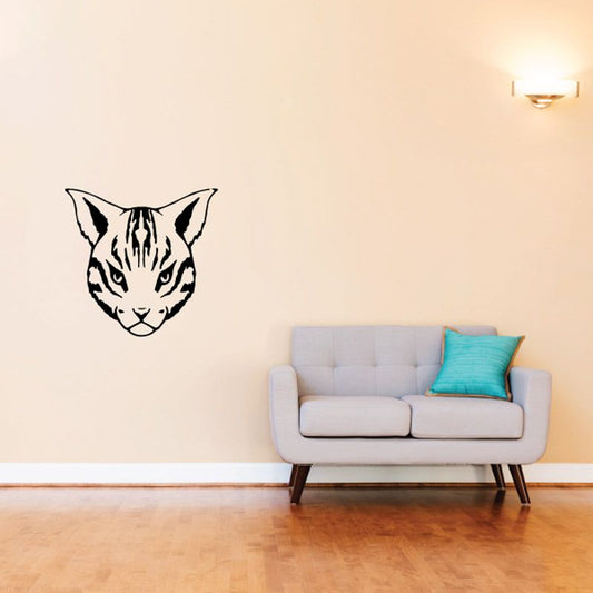 Image of Focused Tabby Cat Head Decal