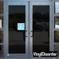 Blue and white FOLLOW US ON twitter vinyl sticker, square text design