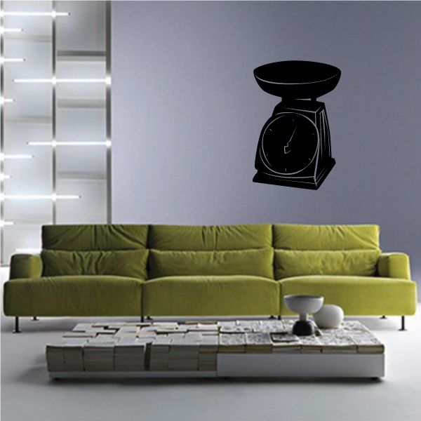 Black food scale wall decal with circular dial and small base