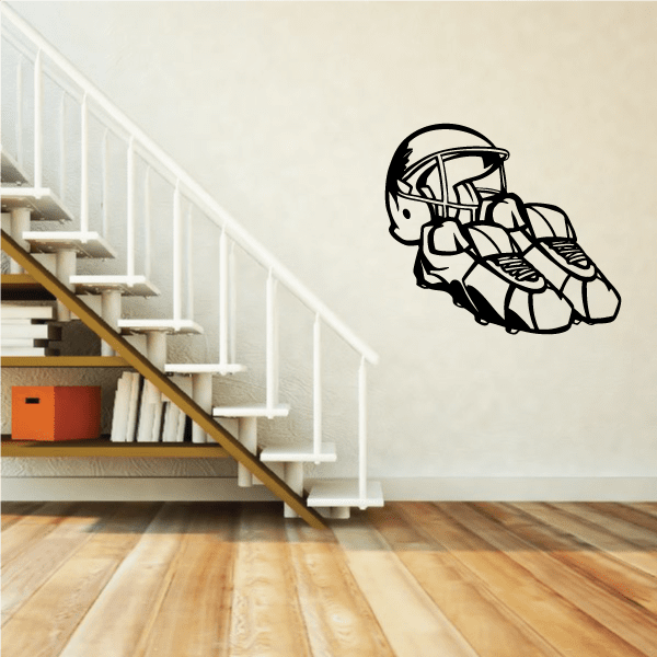 Image of Football Cleats and Helmet Wall Decal - Vinyl Decal - Car Decal - CDS042